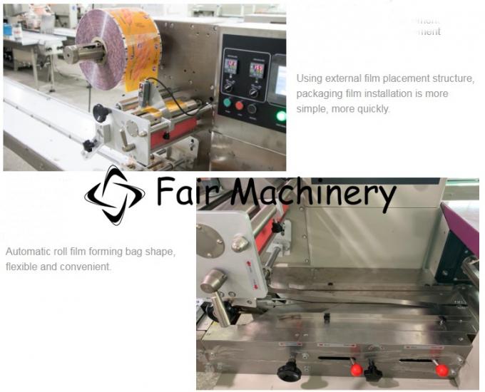 SGS 380V Bread Wrapping Machine , 3.4Kw Horizontal Flow Pack Machine